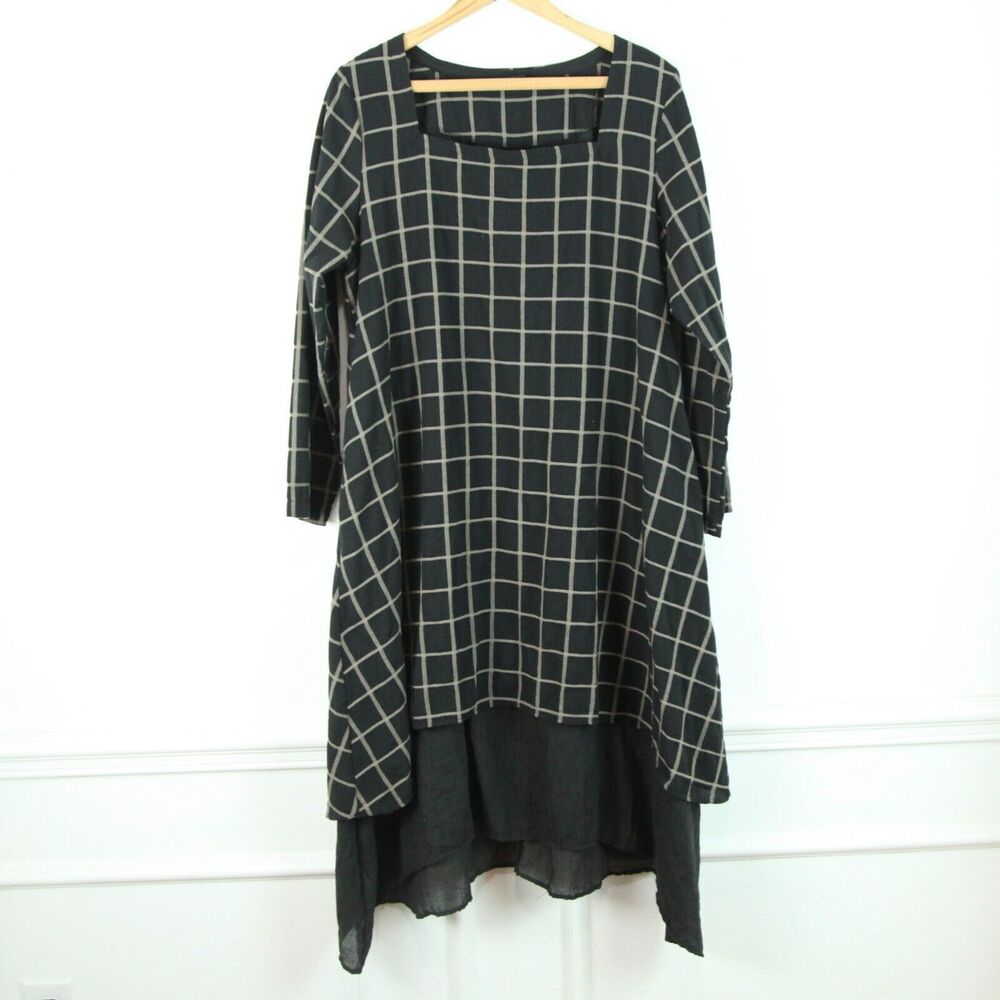 Lagenlook S M Dress Bandana Hem Black Art to Wear Boho Fairy Grunge Asymmetric